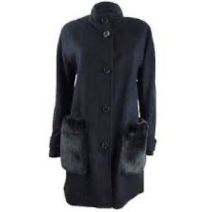 DKNY FAUX-FUR POCKETS WALKER COAT